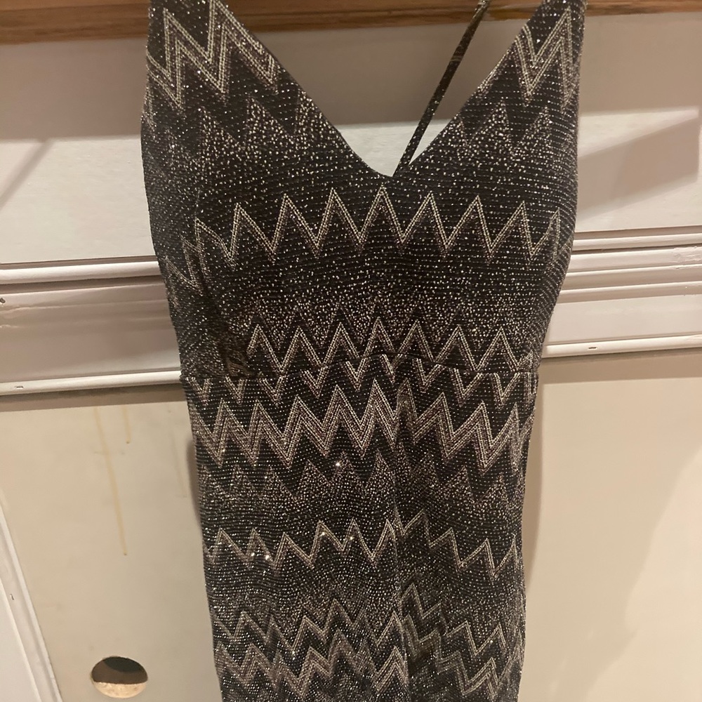 Silver and black mid length dress size medium